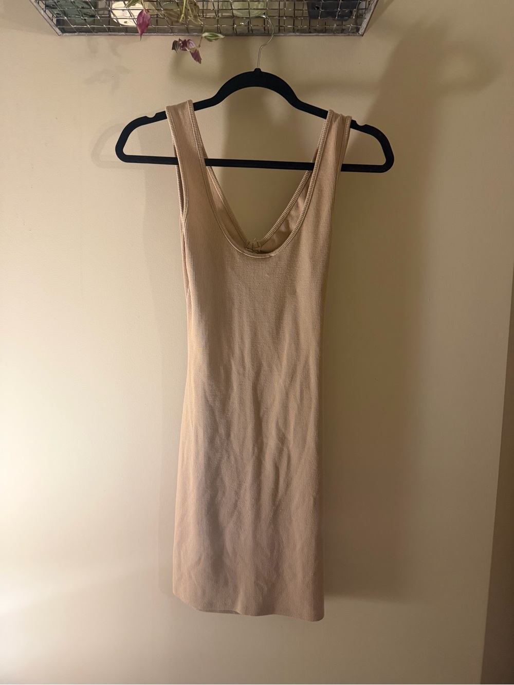 Lulu's Beige Ribbed Tie-Front Mini Dress - Picture 4 of 5